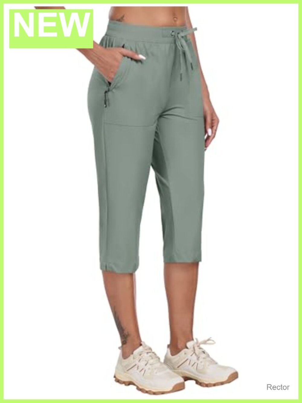 Women's Lightweight Ice Cool Quick Dry Capri Pants with Zipper Pockets Athletic